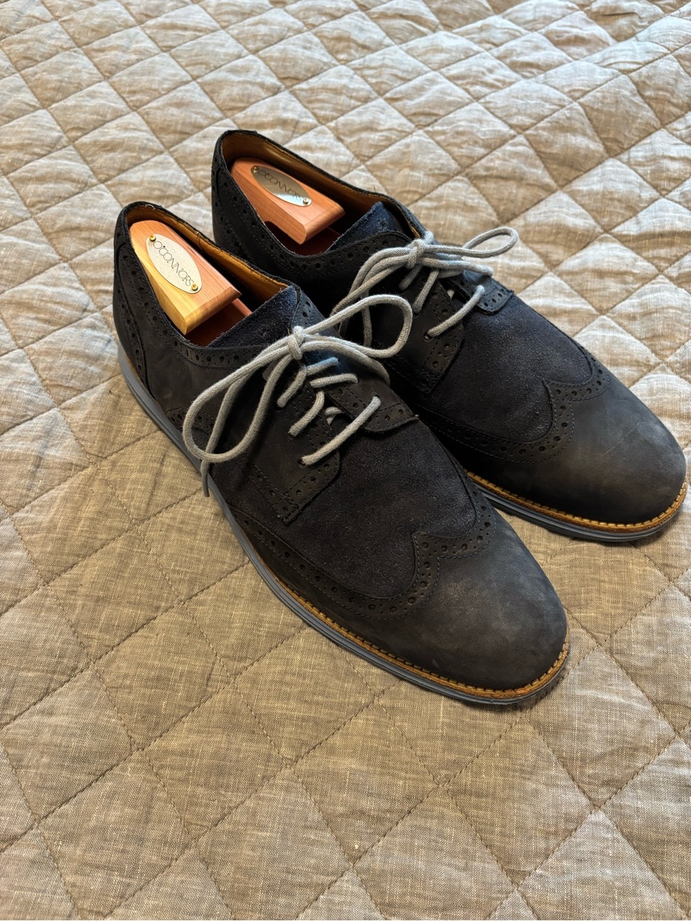 Cole Haan Men's Navy Suede Wingtip Oxfords